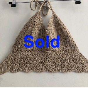 beige crochet halter top